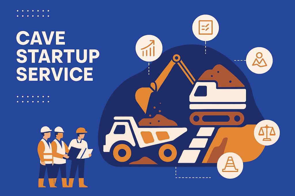 Allestimento operativo in cava con macchinari in azione